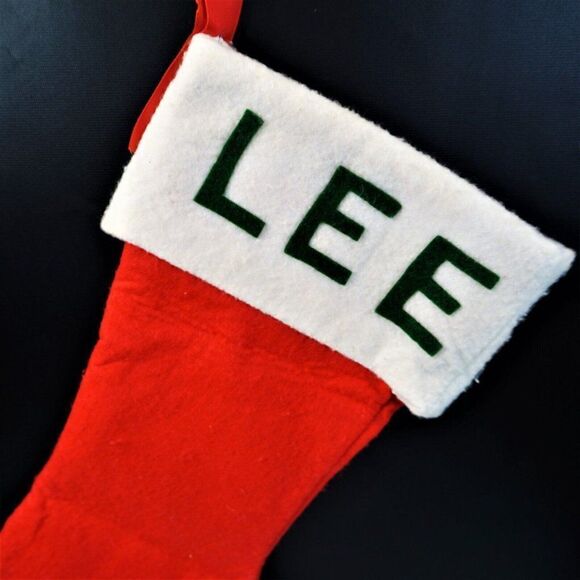 Vintage Christmas Large Stocking Personalized Lee Name Hand Made - Picture 2 of 4